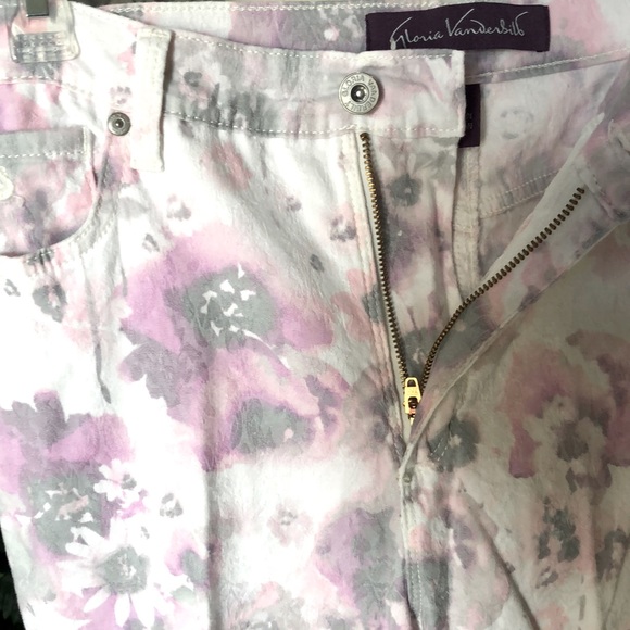 SZ 6 NWOT SOFT PRINT Gloria Vanderbilt Amanda GREAT SUMMER PANTS. LINEN LOOK - Picture 2 of 7